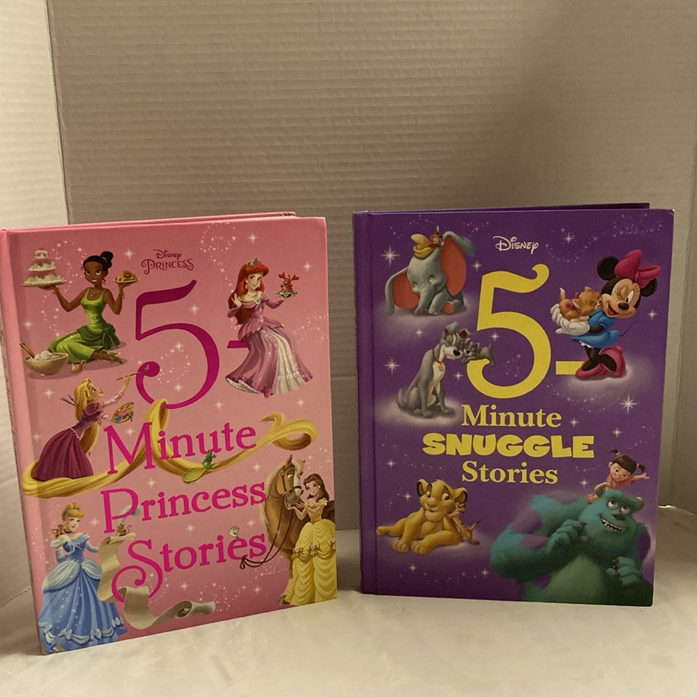 Disney 5 Minute Story Books Lot of 2 Hard Cover Books Princess & Snuggle Stories
